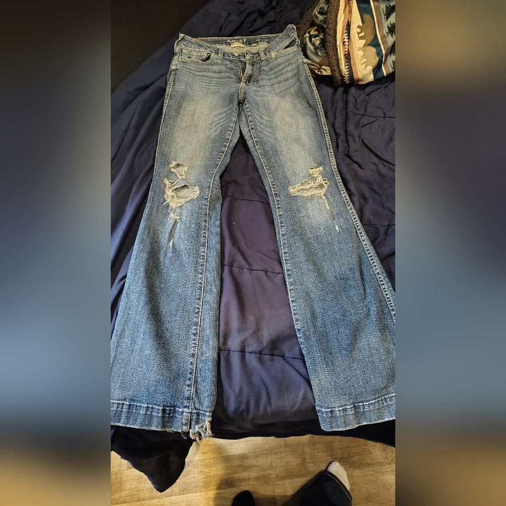 Ariat Light Blue Distressed Trousers Size 27L